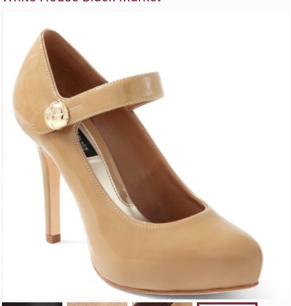 White House Black Market Nude Patent Mary Jane Pumps
